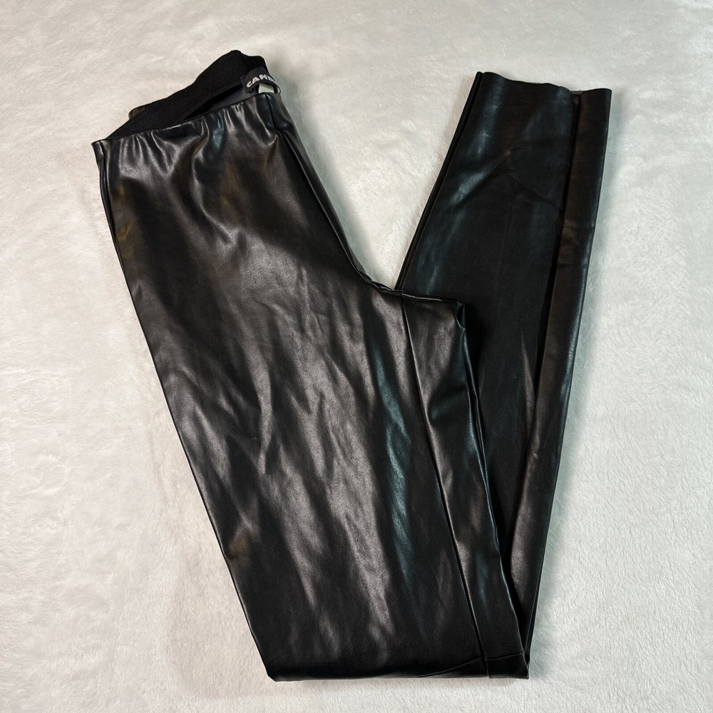 Cambio Faux‎ Leather Pants Womens Size 32 Black Skinny Slim Glossy Pull-on